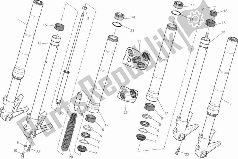 Toutes les pièces pour le Fourche Avant du Ducati Monster 795 EU Thailand 2014